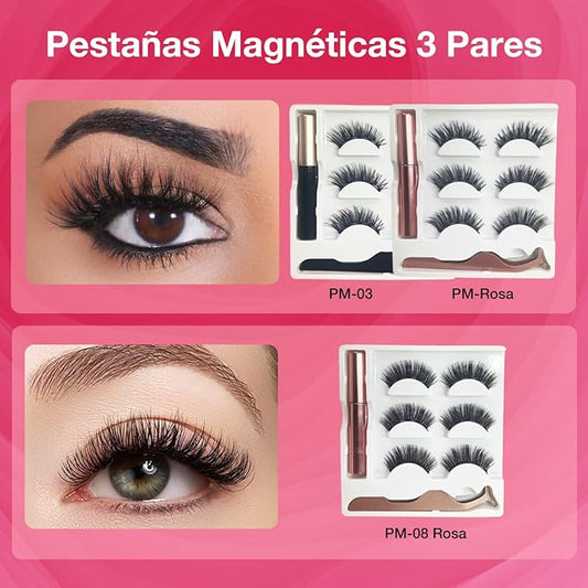💖KIT 3 PESTAÑAS MAGNETICAS PREMIUM+ DELINEADOR🔥