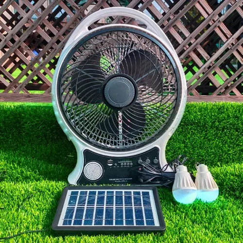 🔋✨ABANICO RECARGABLE SOLAR CON BOCINA🌀