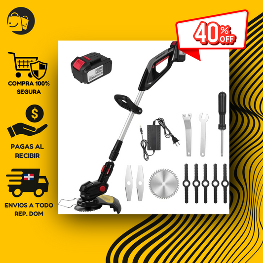 CORTACÉSPED ELÉCTRICO INALÁMBRICO + 2 BATERÍAS  Y ACCESORIOS GRATIS